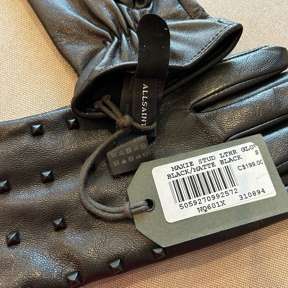 Allsaints black leather gloves size S - Picture 4 of 5